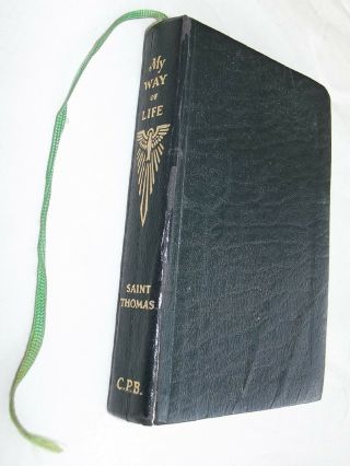 My Way Of Life St Thomas Aquinas Farrell/healy 1952 Cpb Miniature Green Leather
