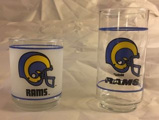 2 Vintage Los Angeles Rams Mobil Glasses 2 Types