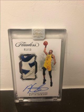 2018 - 19 Panini Flawless Vertical Sick Patch Autograph Auto Kevin Durant 01/13