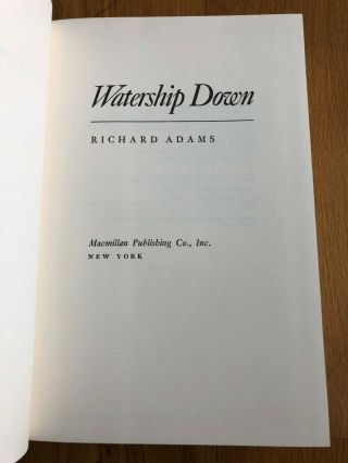 Watership Down,  by Richard Adams,  1st American Edition,  2nd Printing,  HC/DJ 3