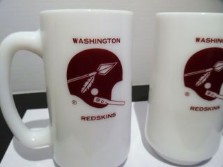 Vintage 1960 ' s Washington Redskins NFL - Milk Glass Mugs X 2 - Arrow Design 3