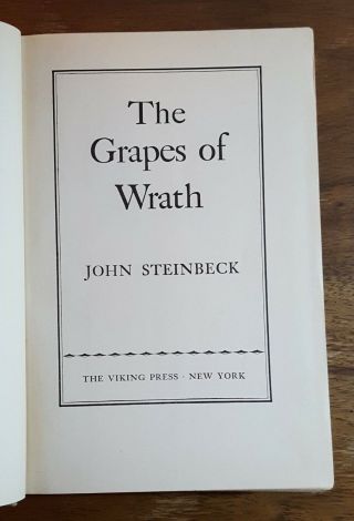 Grapes of Wrath,  John Steinbeck,  (1939),  7th printing,  Viking Press,  HB 3