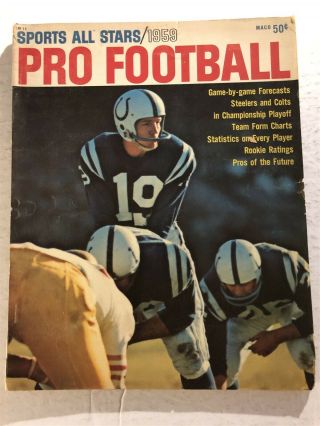1959 Pro Football Baltimore Colts Johnny Unitas Stats On Every Player Jim Brown