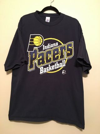 Vintage Nba Indiana Pacers Basketball Logo 7 T - Shirt Men’s Size 2xl Navy Yellow