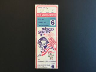 1980 World Series Game 6 Ticket Stub (phillies Series Clinching Game) Carlton Wp