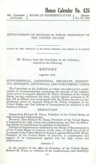 Impeachment of Richard M.  Nixon.  Report of the Committee on the Judiciary. 2
