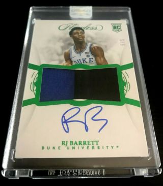 5/5 Rj Barrett 2019 - 20 Flawless Emerald Autograph Auto Patch Rookie Rpa Knicks