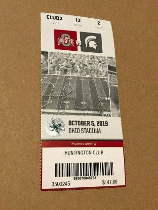 2019 Ohio State Vs.  Michigan State Football Ticket Stub