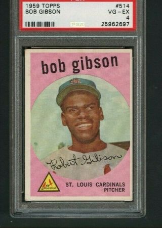 1959 Topps 514 Bob Gibson Psa 4 Rc Rookie Cardinals Hof