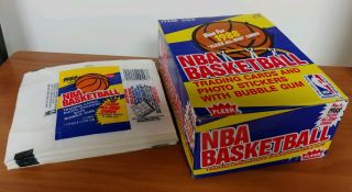 1988 Fleer Basketball Wax Box (empty) And 67 Pack Wrappers