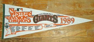 Vtg San Francisco Sf Giants 30 " 1989 Nl Division Champs Pennant Mlb Baseball