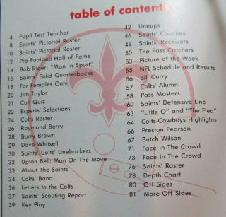 1967 Baltimore Colts Orleans Saints Football Game Program 3