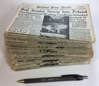 1944 - 45 Portland Press Herald Miniaturized World War 2 Newspaper Maine 69 Issues