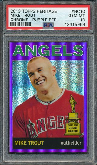 2013 Topps Heritage Chrome Purple Refractor Hc10 Mike Trout Psa 10 5959