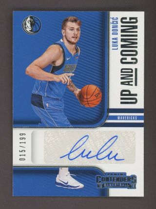 2018 - 19 Contenders Up & Coming Luka Doncic Mavericks Rc Rookie Auto /199