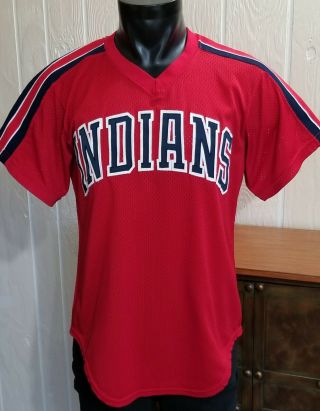 Vintage Wilson Red Mlb Cleveland Indians Adult Baseball Pullover Jersey Size 42.
