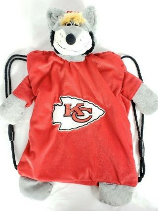 Kansas City Kc Chiefs Backpack Pal For Kids Plush Wolf Animal Red Nfl Football