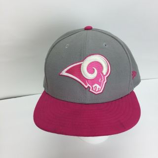 Los Angeles Rams St.  Louis Era Breast Cancer Fitted Baseball Cap Hat 7 3/8