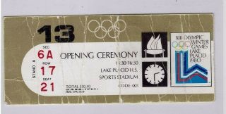1980 Olympic Games Opening Ceremony Ticket Lake Placid Usa Hockey Miracle On Ice