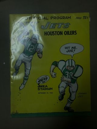1966 Official Program Ny Jets Houston Oilers