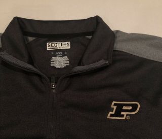 Purdue Men’s Quarter Zip Lightweight Athletic Sweatshirt,  Size L.  Heather Gray 2
