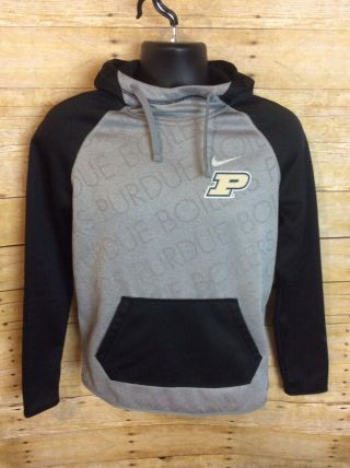 Purdue Boilermaker Nike Therma Fit Black And Gray Hoodie Sweatshirt Size Small