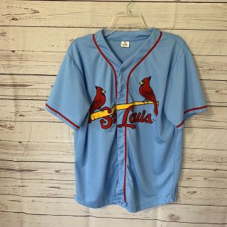 St.  Louis Cardinals Blue Mlb Button Up Baseball Athletic Jersey Men 