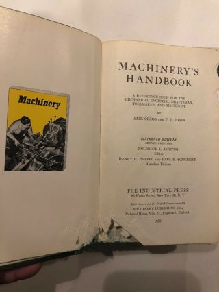 Machinery ' s Handbook 16th Edition 1963 Industrial Press 3
