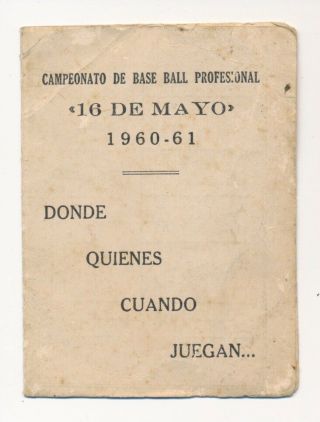 1960 - 61 Dominican Baseball League Schedule