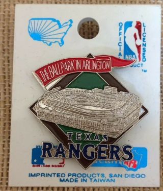 Vintage The Ballpark Arlington Texas Rangers Stadium Lapel Pin On Card