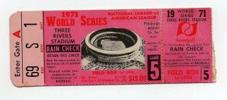 Vintage 1971 World Series Ticket Stub Game 5 Orioles Vs Pirates