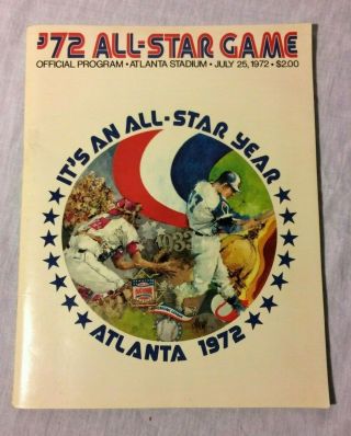 1972 Baseball All Star Game Official Souvenir Program Atlanta Stadium Mlb