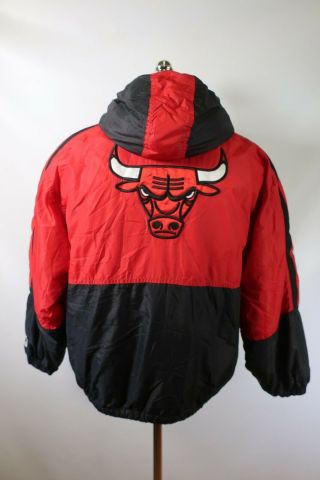C7404 Vtg Starter Chicago Bulls Nba Basketball Full - Zip Hooded Jacket Size L