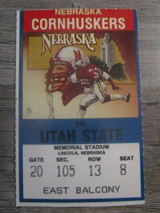 1987 Nebraska Cornhuskers V Utah State Aggies Football Ticket Stub