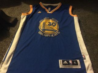 Stephen Curry Golden State Warriors Adidas Blue Nba Basketball Jersey Youth Xl
