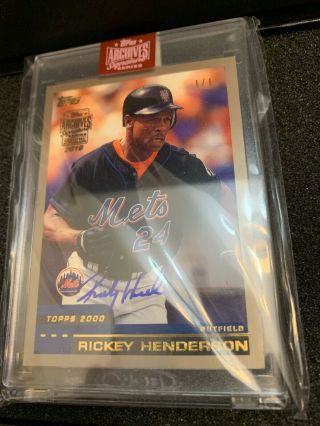 Rickey Henderson Auto 2019 Topps Archives Signature Series Topps Mets 1/1