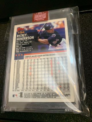 Rickey Henderson Auto 2019 Topps Archives Signature Series Topps Mets 1/1 2
