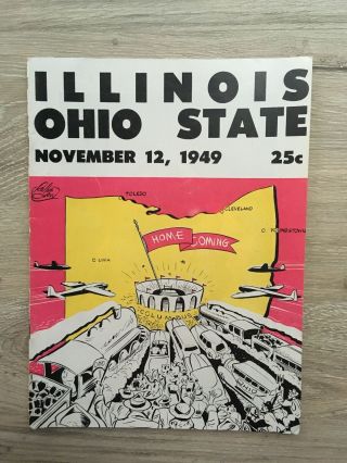 November 12th 1949 University Of Illinois Vs.  Ohio State Football Program