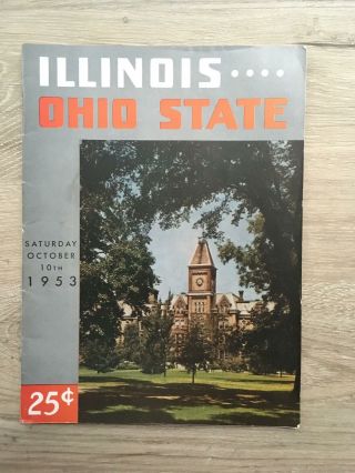November 10th 1953 University Of Illinois Vs.  Ohio State Football Program