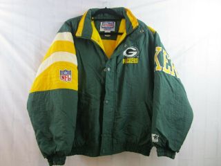 Vintage Starter Pro Line Green Bay Packers Spell Out Nfl Winter Jacket Mens Sz M