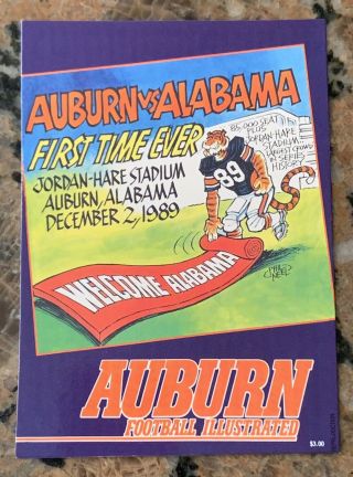 1989 Auburn Football Program Cover Postcard 1st Time Ever At Auburn 4.  25” X 6”
