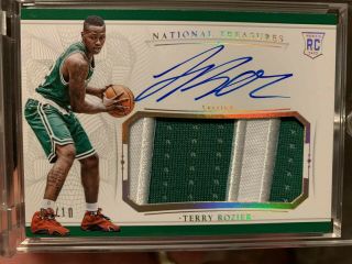 Terry Rozier 2015 - 16 National Treasures Gold /10 Rookie Patch Auto Rpa Rc Jsy