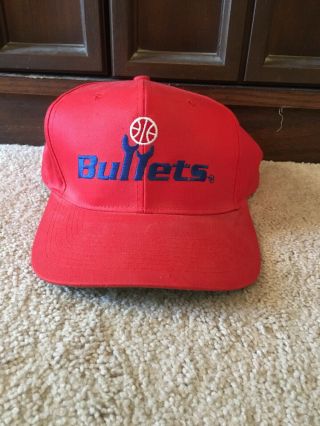 Vintage Washington Bullets Snapback Hat Cap Rare 90s Nba Basketball Retro Red
