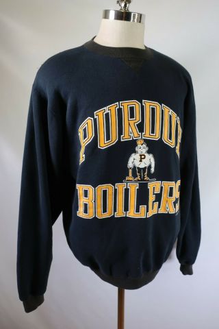 C4209 VTG 90 ' s LOGO 7 Purdue Boilermakers NCAA Pullover Sweatshirt Size L 3
