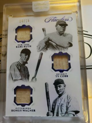 2019 Panini Flawless Triple Legends Relics Babe Ruth,  Ty Cobb,  Honus Wagner 14/15