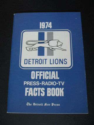 1974 Detroit Lions Media Press Guide Offical Press,  Radio,  T.  V. ,  Facts Book