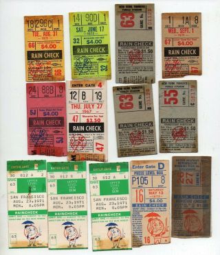 Vintage York Yankee & Mets Ticket Stubs 1960s 70s