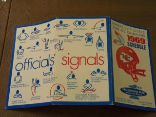 1969 Kansas City Chiefs AFL Football Roster Schedule w/Officials Signals 3