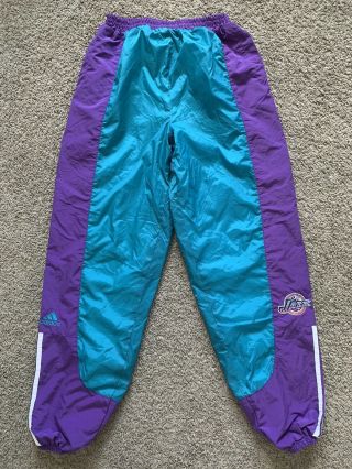 Vintage Adidas Nba Utah Jazz Windbreakers Pants Youth Size 18 / 20