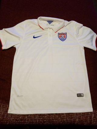 Mens National Team White Nike Dri Fit Us Usa Soccer Polo Jersey Shirt Large L